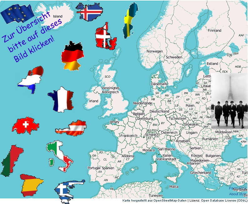 Beim Anklicken dieser Karte ffnet sich ein neues Fenster mit der bersicht aller hier beschriebenen rtlichkeiten von Europa.